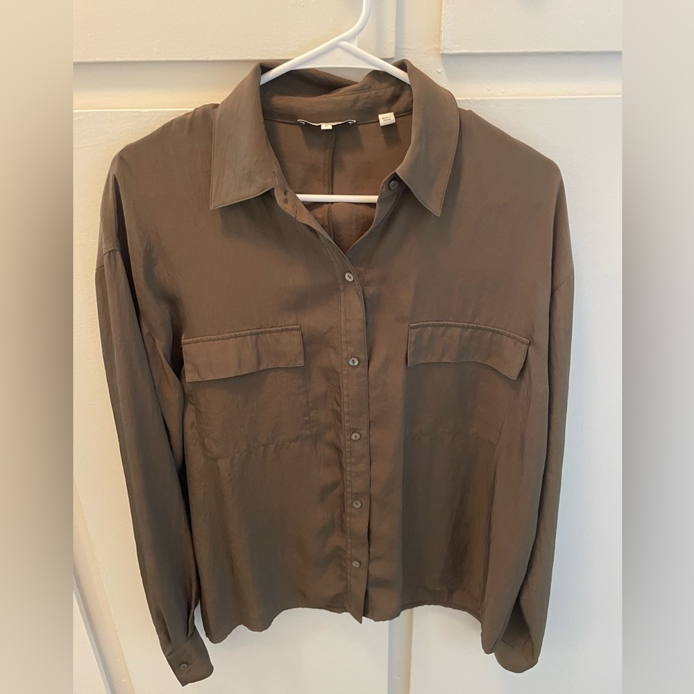 Women’s Green Vince Button Down Blouse - Size M